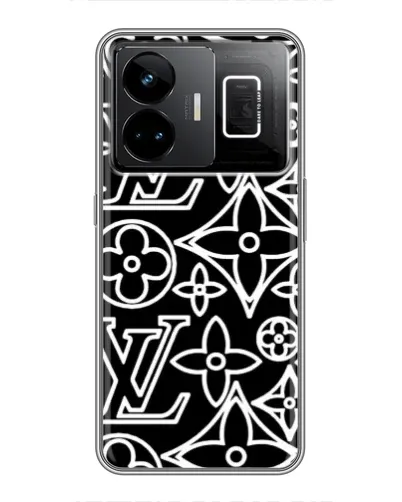 Чехол для Realme GT3 с картинкой «Черно-белый узор LV»