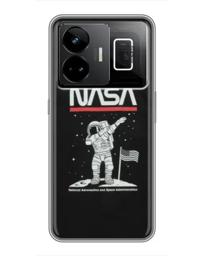 Чехол для Realme GT3 с картинкой «NASA — шагаем по Луне»