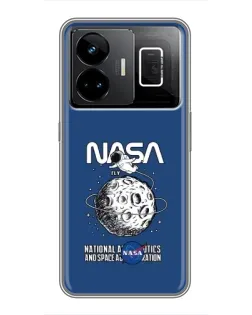 Чехол для Realme GT3 с картинкой «NASA — лунная миссия»
