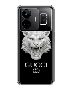 Чехол для Realme GT3 с картинкой «Gucci — серебряный лев»