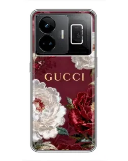 Чехол для Realme GT3 с картинкой «Gucci — бордовые розы»