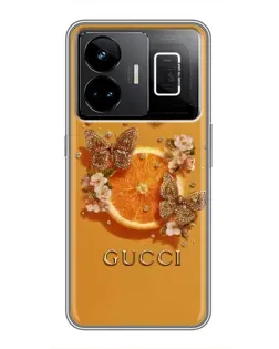 Чехол для Realme GT3 с картинкой «Gucci — золотые бабочки»