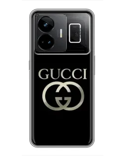 Чехол для Realme GT3 с картинкой «Gucci — золото на черном»