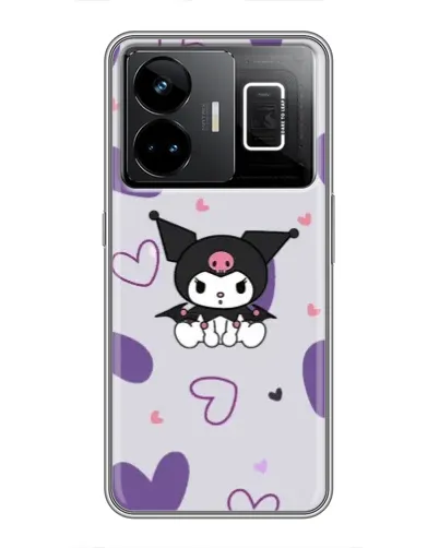 Чехол для Realme GT3 с картинкой «Kuromi и лавандовые сердца»