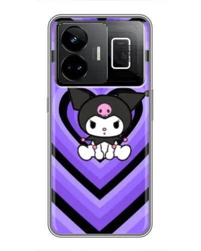Чехол для Realme GT3 с картинкой «Kuromi и фиолетовые сердца»
