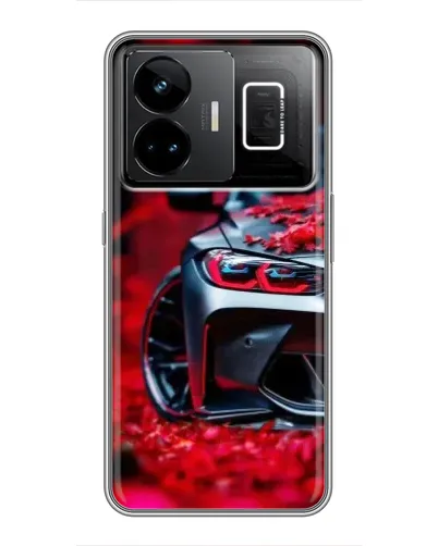 Чехол для Realme GT3 с картинкой «Спортивная BMW и цветы»