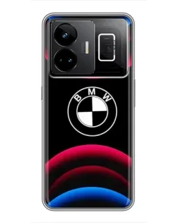 Чехол для Realme GT3 с картинкой «Логотип BMW и неоновые дуги»