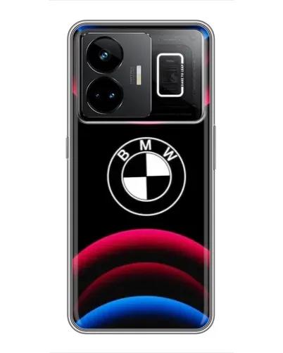 Чехол для Realme GT3 с картинкой «Логотип BMW и неоновые дуги»