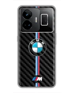 Чехол для Realme GT3 с картинкой «Эмблема BMW и карбон»
