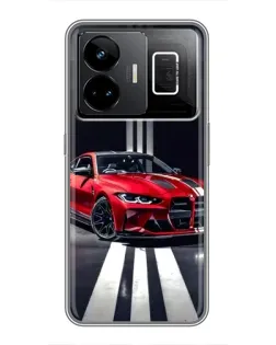 Чехол для Realme GT3 с картинкой «Красная BMW на дороге»
