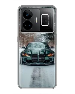 Чехол для Realme GT3 с картинкой «BMW в зимнем лесу»