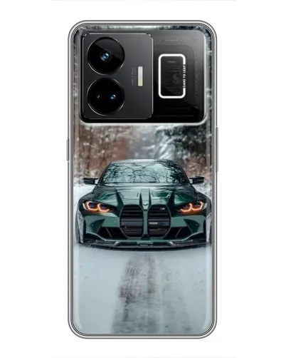 Чехол для Realme GT3 с картинкой «BMW в зимнем лесу»