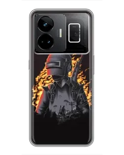 Чехол для Realme GT3 с картинкой «PUBG — огненный силуэт»
