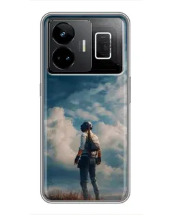 Чехол для Realme GT3 с картинкой «Герой PUBG на скале»