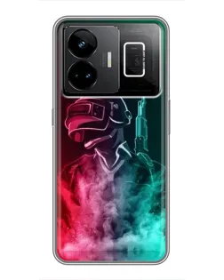 Чехол для Realme GT3 с картинкой «PUBG — огненный воин»