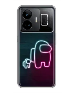 Чехол для Realme GT3 с картинкой «Among Us неон-арт»
