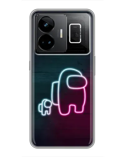 Чехол для Realme GT3 с картинкой «Among Us неон-арт»
