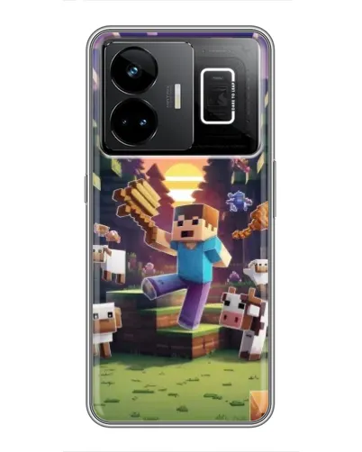 Чехол для Realme GT3 с картинкой «Стив на ферме»