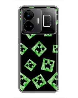 Чехол для Realme GT3 с картинкой «Паттерн с криперами»