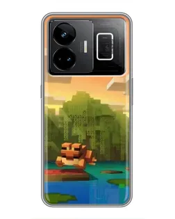 Чохол для Realme GT3 з картинкою «Майнкрафт захід сонця»