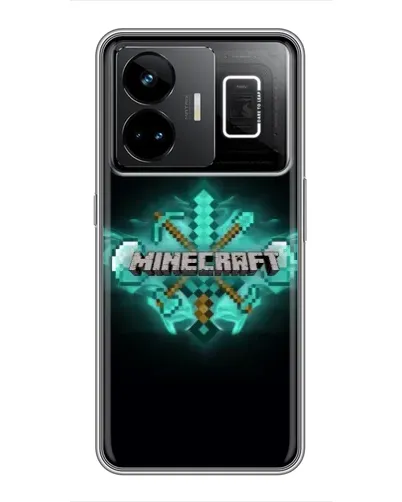 Чехол для Realme GT3 с картинкой «Minecraft Diamond лого»