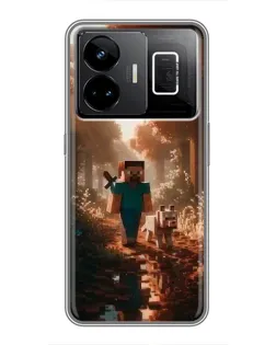 Чехол для Realme GT3 с картинкой «Стив в лесу»