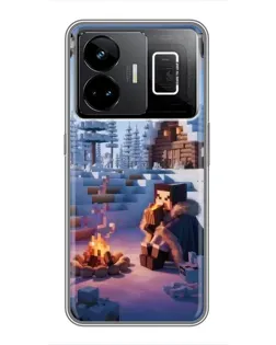 Чехол для Realme GT3 с картинкой «Зимний Minecraft»
