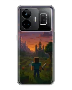Чехол для Realme GT3 с картинкой «Стив у башни»