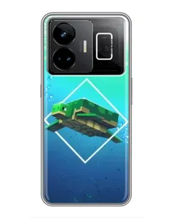 Чехол для Realme GT3 с картинкой «Черепаха Minecraft»