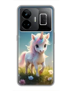 Чехол для Realme GT3 с картинкой «Единорог на поляне» Чехол для Realme GT3 с картинкой «Единорог на поляне»