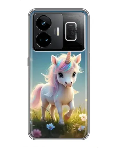 Чехол для Realme GT3 с картинкой «Единорог на поляне»