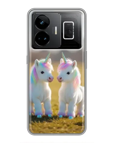 Чехол для Realme GT3 с картинкой «Пара единорогов»