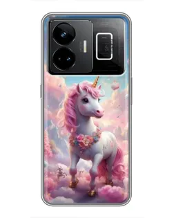 Чехол для Realme GT3 с картинкой «Единорог среди облаков»