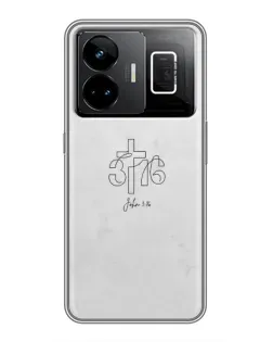 Чехол для Realme GT3 с картинкой «Иоанна 3:16 Крест»
