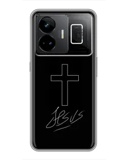 Чехол для Realme GT3 с картинкой «Графический крест Jesus»