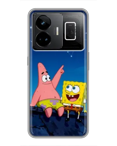 Чехол для Realme GT3 с картинкой «Губка Боб и Патрик ночью»