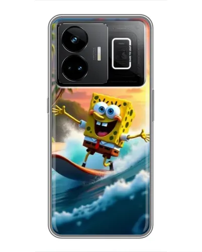 Чехол для Realme GT3 с картинкой «Губка Боб серфингист»
