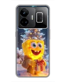 Чехол для Realme GT3 с картинкой «Рождественский Спанч Боб»