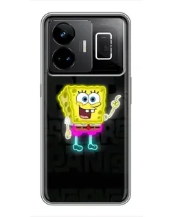 Чехол для Realme GT3 с картинкой «Неоновый Губка Боб»