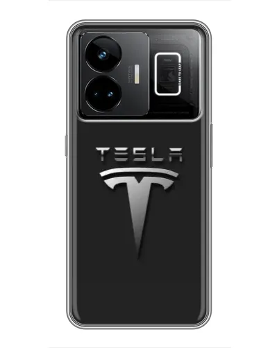 Чехол для Realme GT3 с картинкой «Стальной логотип Tesla»
