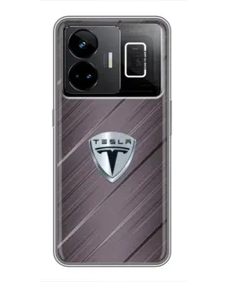 Чехол для Realme GT3 с картинкой «Металлическая текстура Tesla»