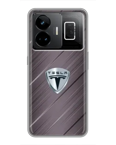 Чехол для Realme GT3 с картинкой «Металлическая текстура Tesla»