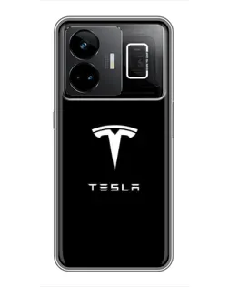 Чехол для Realme GT3 с картинкой «Tesla White Logo»