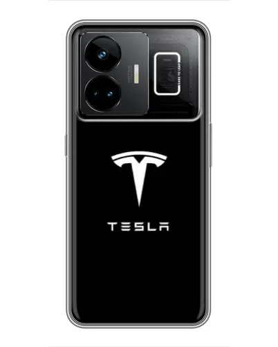 Чехол для Realme GT3 с картинкой «Tesla White Logo»