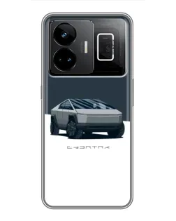 Чехол для Realme GT3 с картинкой «Серебристый Cybertruck Tesla»