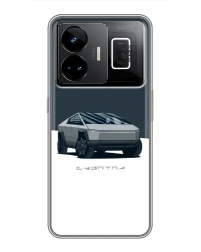 Чехол для Realme GT3 с картинкой «Серебристый Cybertruck Tesla»