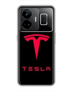 Чехол для Realme GT3 с картинкой «Tesla Red Logo»