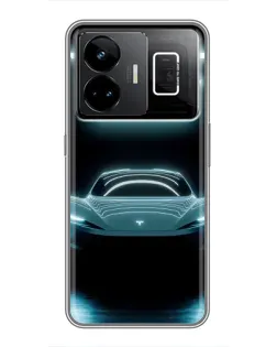 Чехол для Realme GT3 с картинкой «Tesla в неоне»