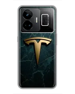 Чехол для Realme GT3 с картинкой «Мраморная Tesla Gold»