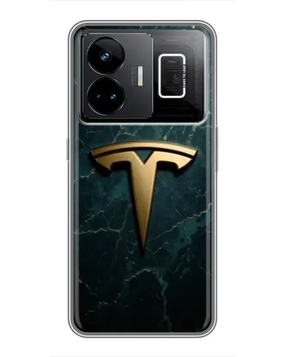Чехол для Realme GT3 с картинкой «Мраморная Tesla Gold»